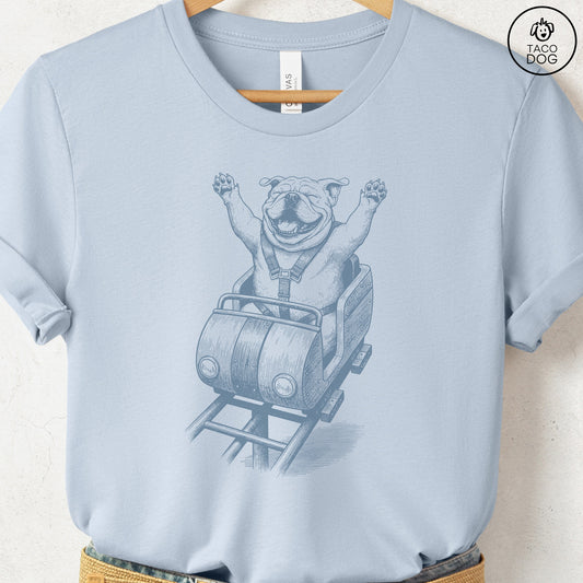 English Bulldog Roller Coaster T-Shirt Taco-Dog