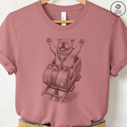 English Bulldog Roller Coaster T-Shirt Taco-Dog