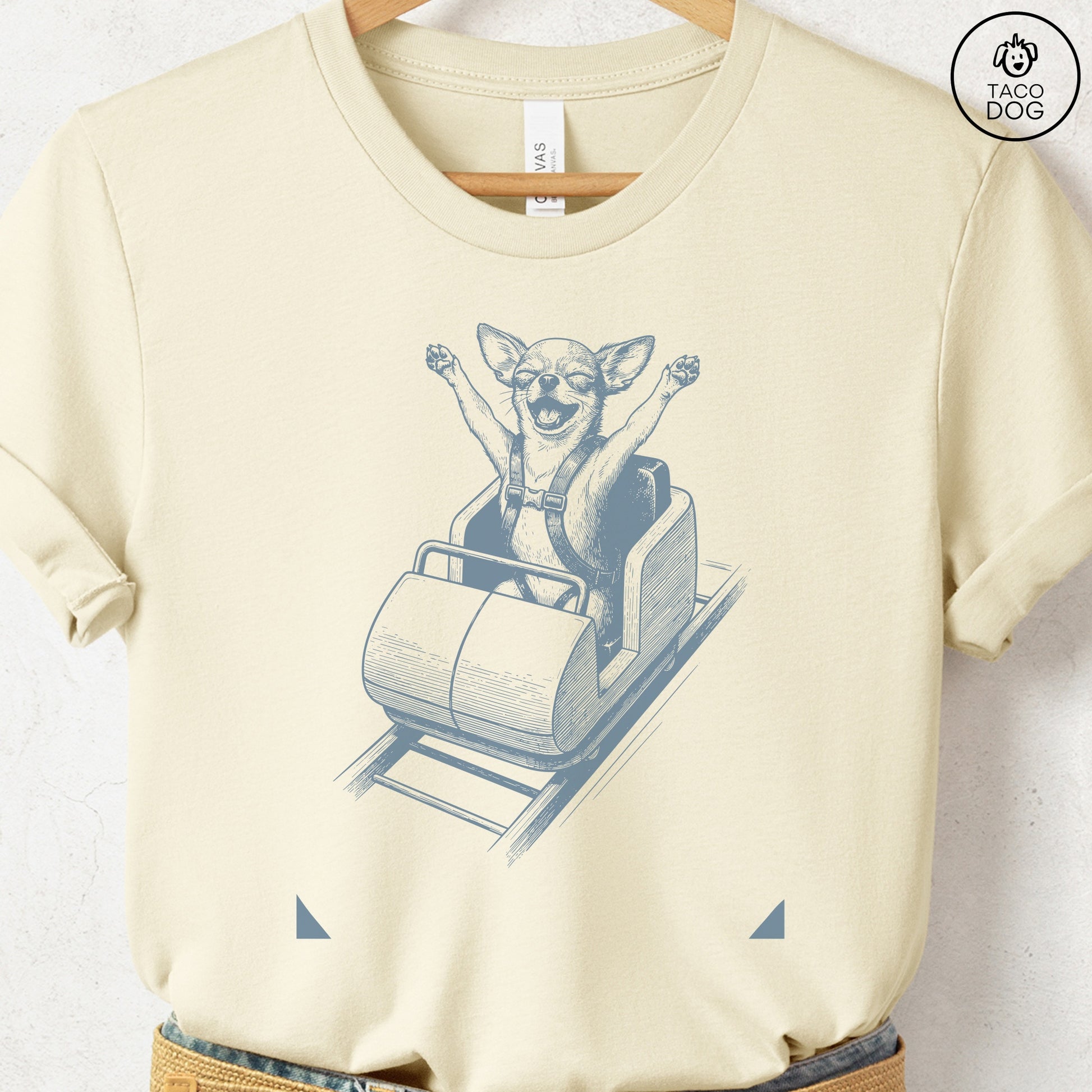 Chihuahua Roller Coaster T-Shirt Natural S Taco-Dog