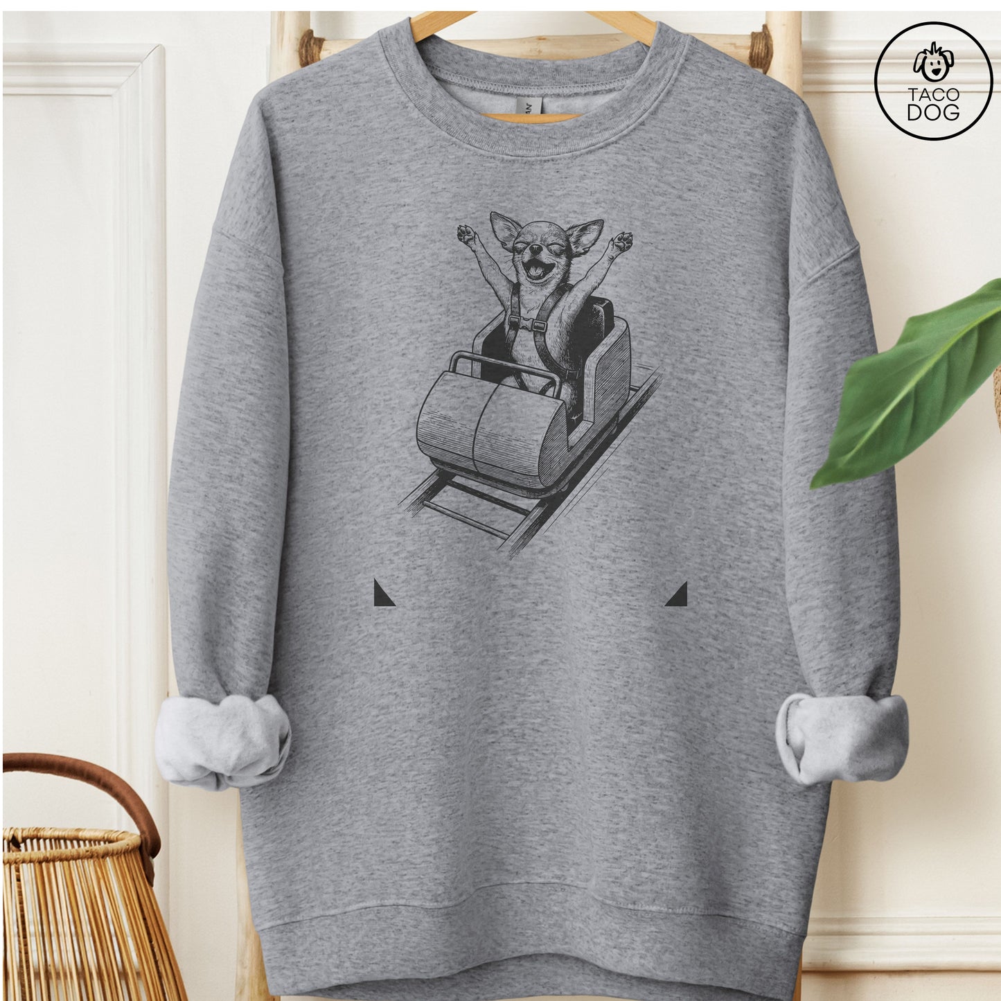 Chihuahua Roller Coaster Sweatshirt Graphite Heather M Taco-Dog
