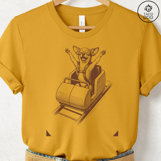 Chihuahua Roller Coaster T-Shirt Mustard S Taco-Dog