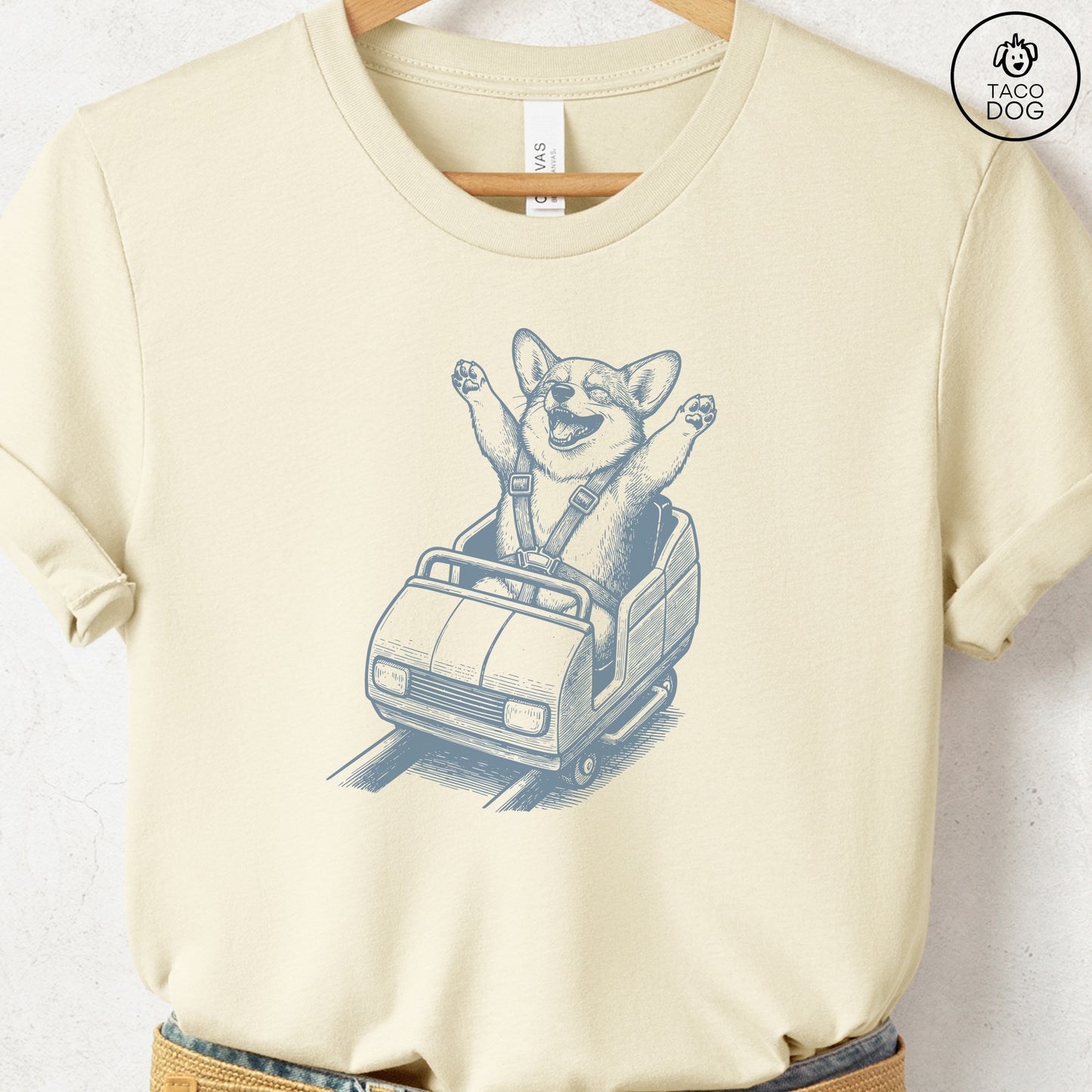 Corgi Roller Coaster T-Shirt Natural S