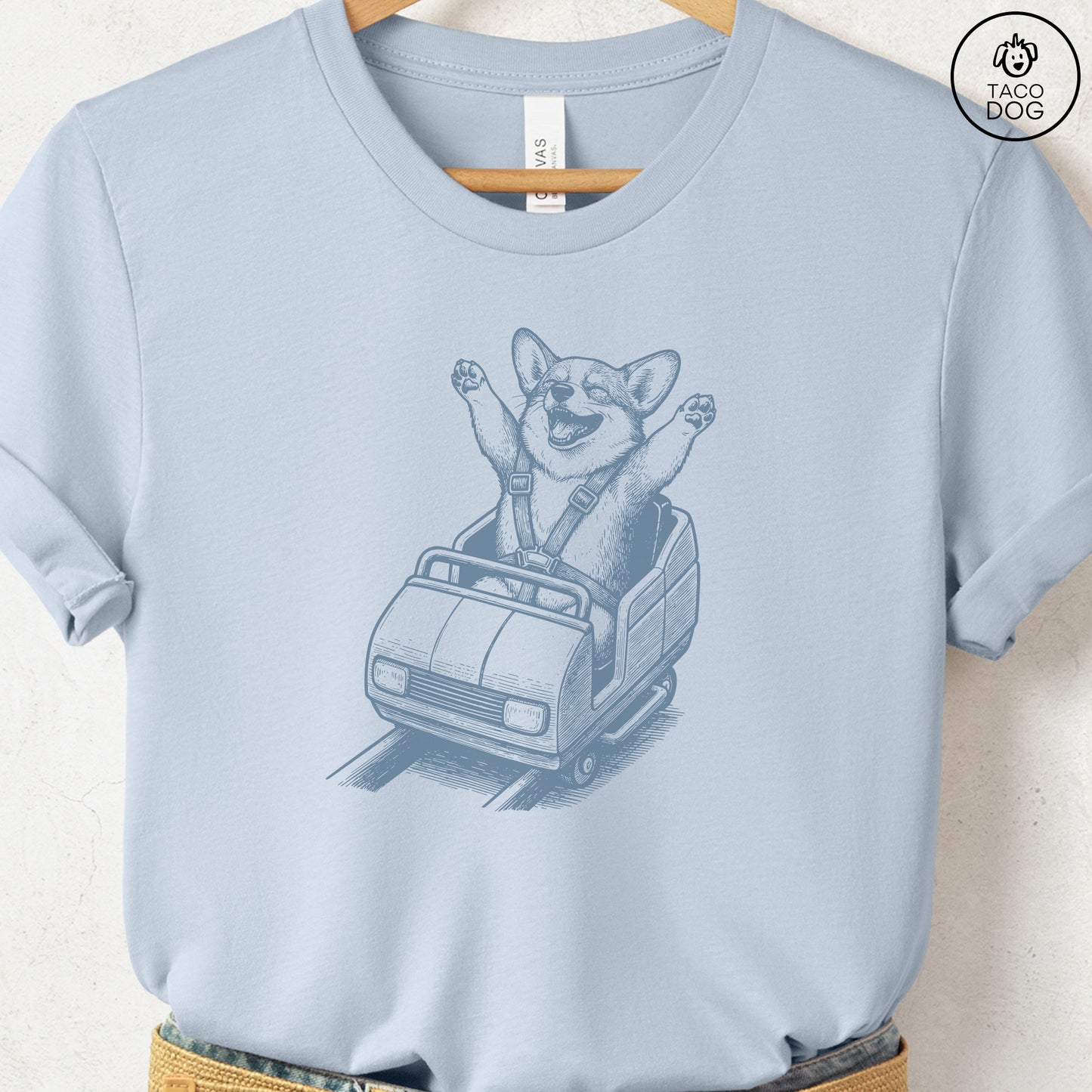 Corgi Roller Coaster T-Shirt Light Blue S