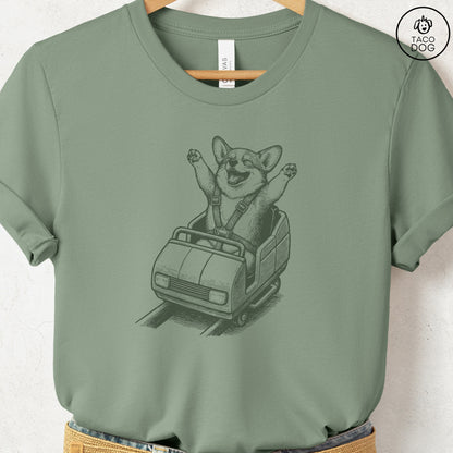Corgi Roller Coaster T-Shirt Sage S