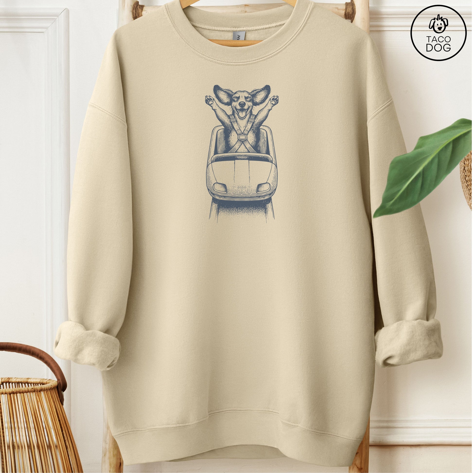 Dachshund Roller Coaster Sweatshirt Sand M Taco-Dog