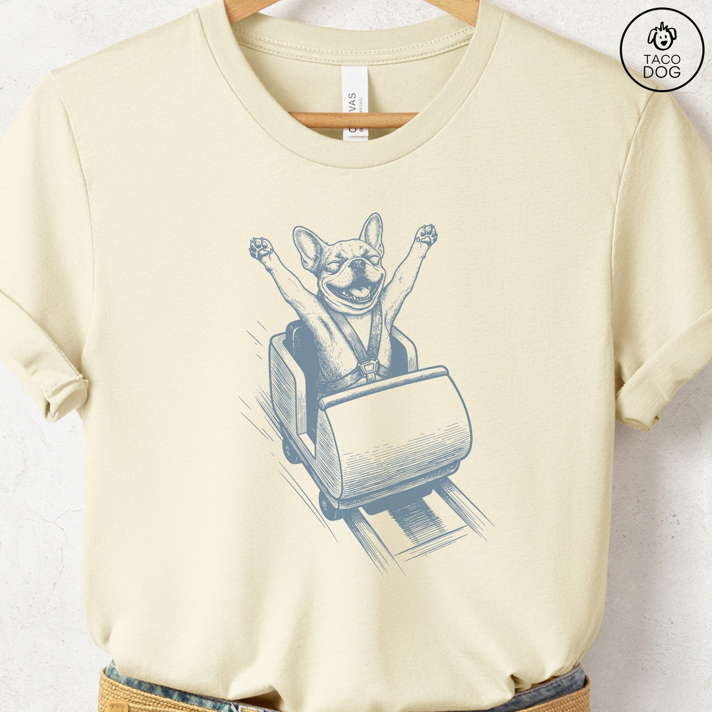 French Bulldog Frenchie Roller Coaster T-Shirt Natural S Taco-Dog