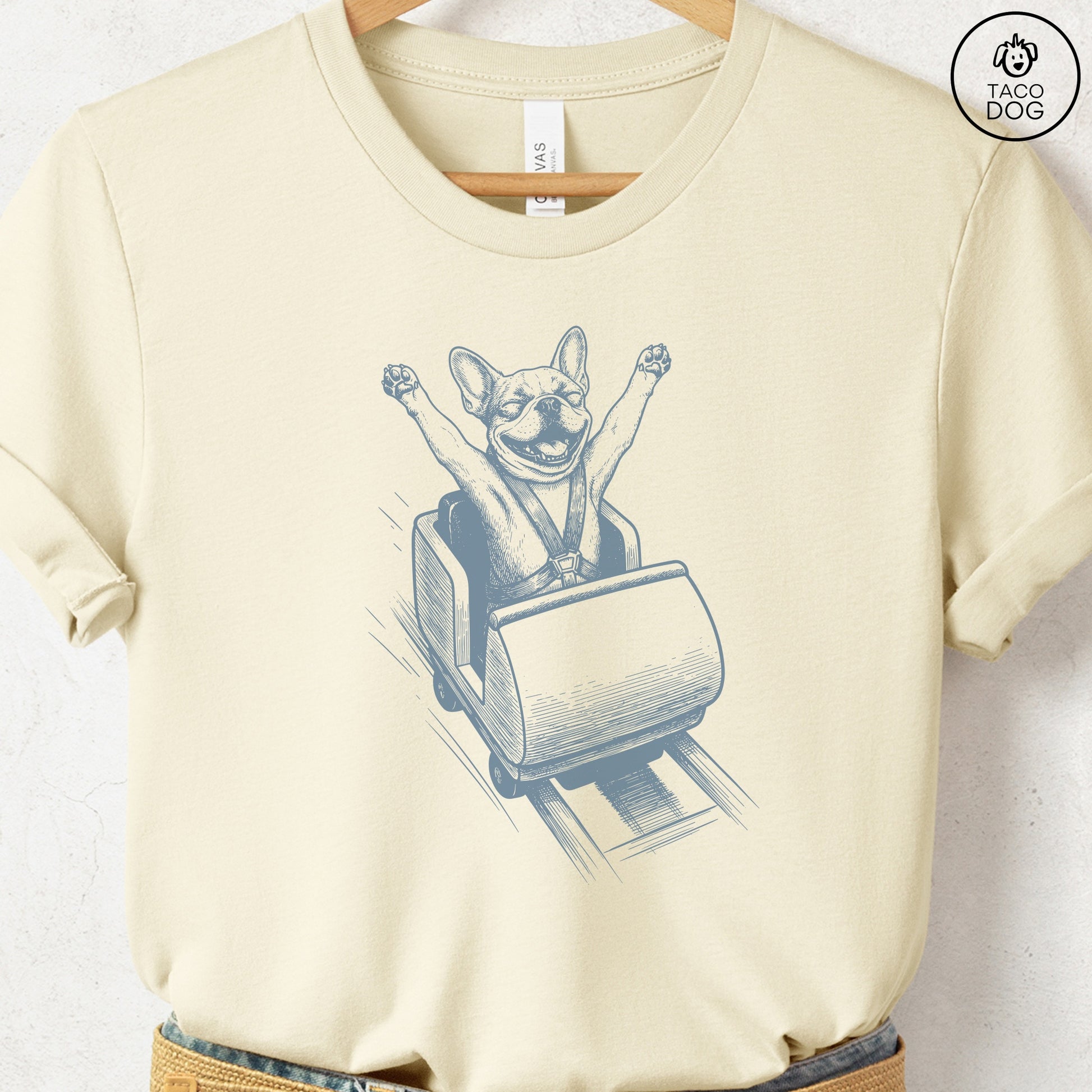 French Bulldog Frenchie Roller Coaster T-Shirt Natural S Taco-Dog