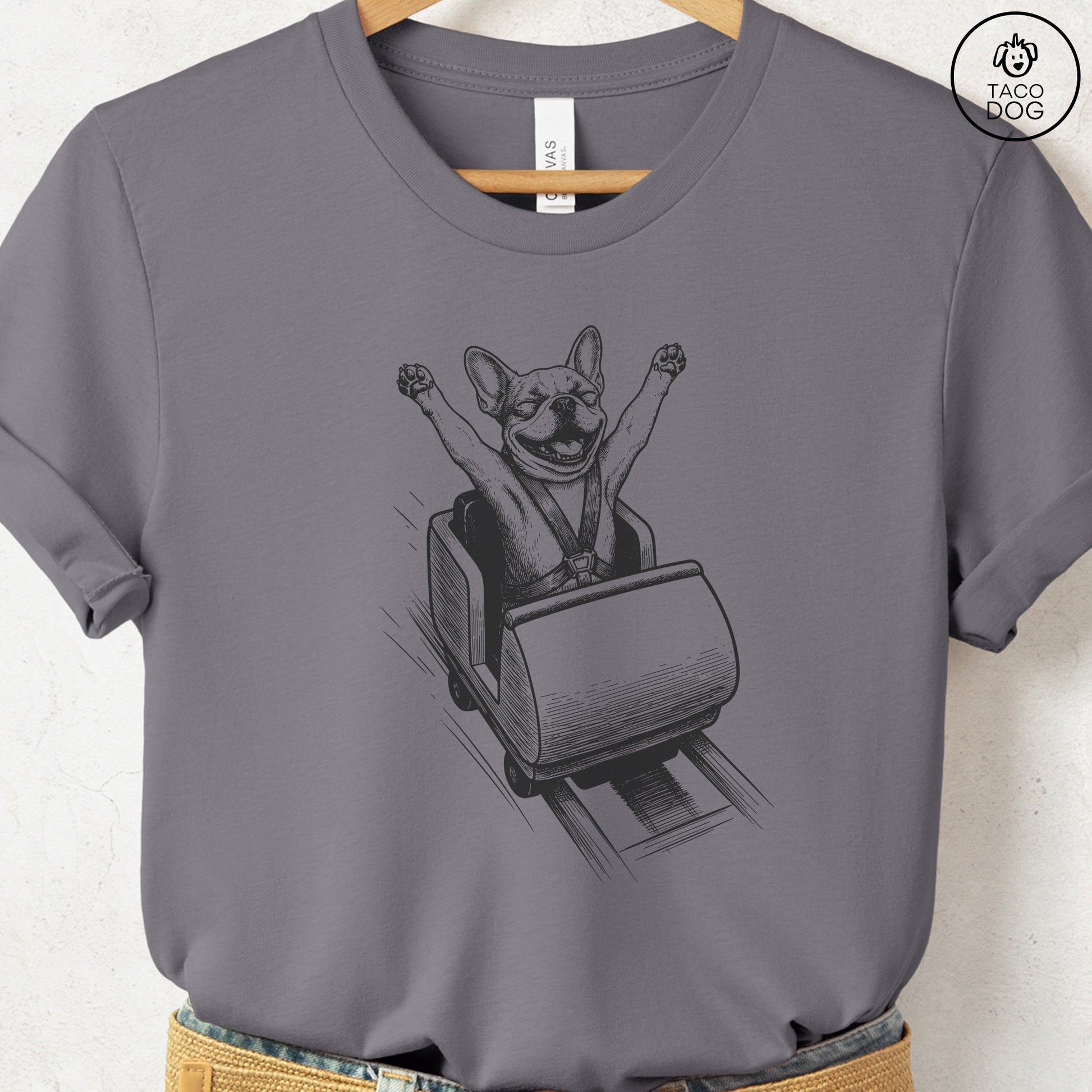 French Bulldog Frenchie Roller Coaster T-Shirt Storm S Taco-Dog