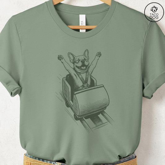 French Bulldog Frenchie Roller Coaster T-Shirt Sage S Taco-Dog