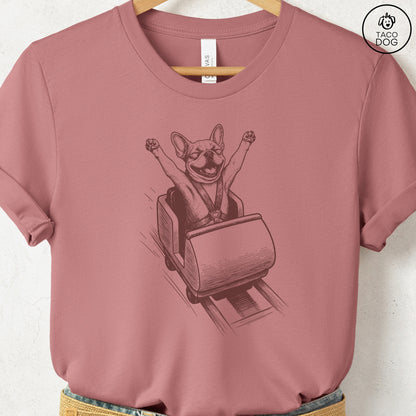 French Bulldog Frenchie Roller Coaster T-Shirt Heather Mauve S Taco-Dog