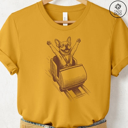French Bulldog Frenchie Roller Coaster T-Shirt Mustard S Taco-Dog