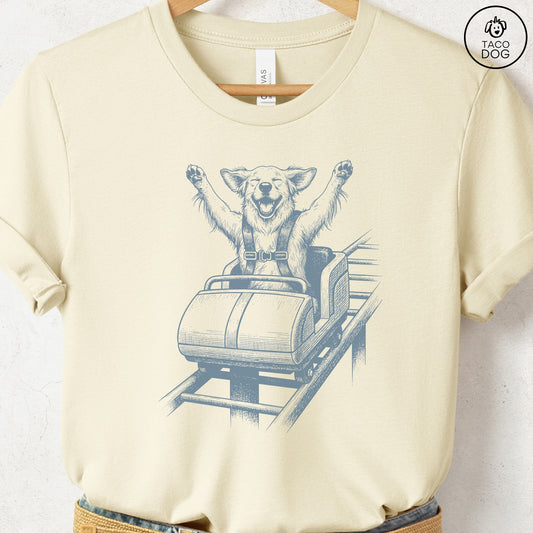 Golden Retriever Roller Coaster T-Shirt Natural S Taco-Dog
