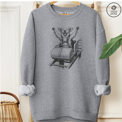 Golden Retriever Roller Coaster Sweatshirt Graphite Heather Taco-Dog