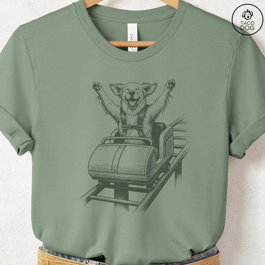 Golden Retriever Roller Coaster T-Shirt Sage S Taco-Dog