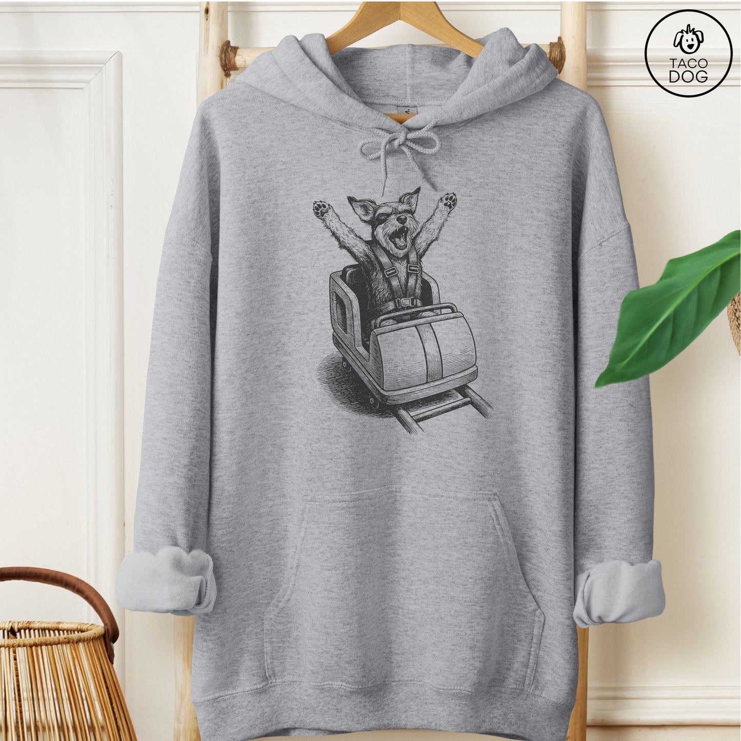 Schnauzer Roller Coaster Hoodie Graphite Heather M Taco-Dog