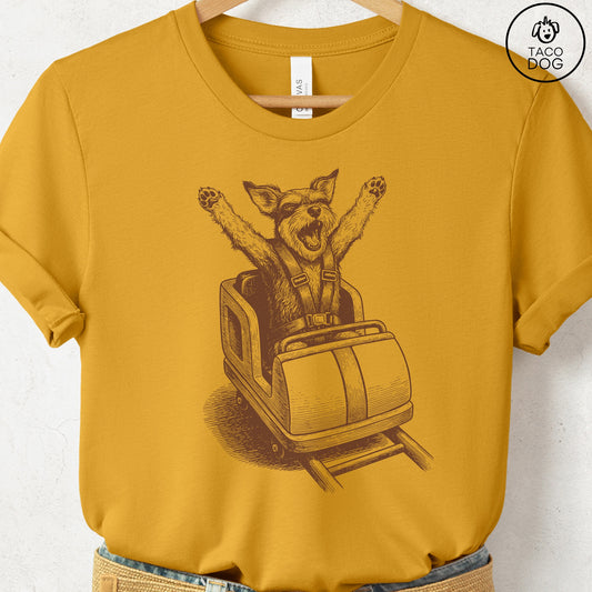 Schnauzer Roller Coaster T-Shirt Mustard S Taco-Dog
