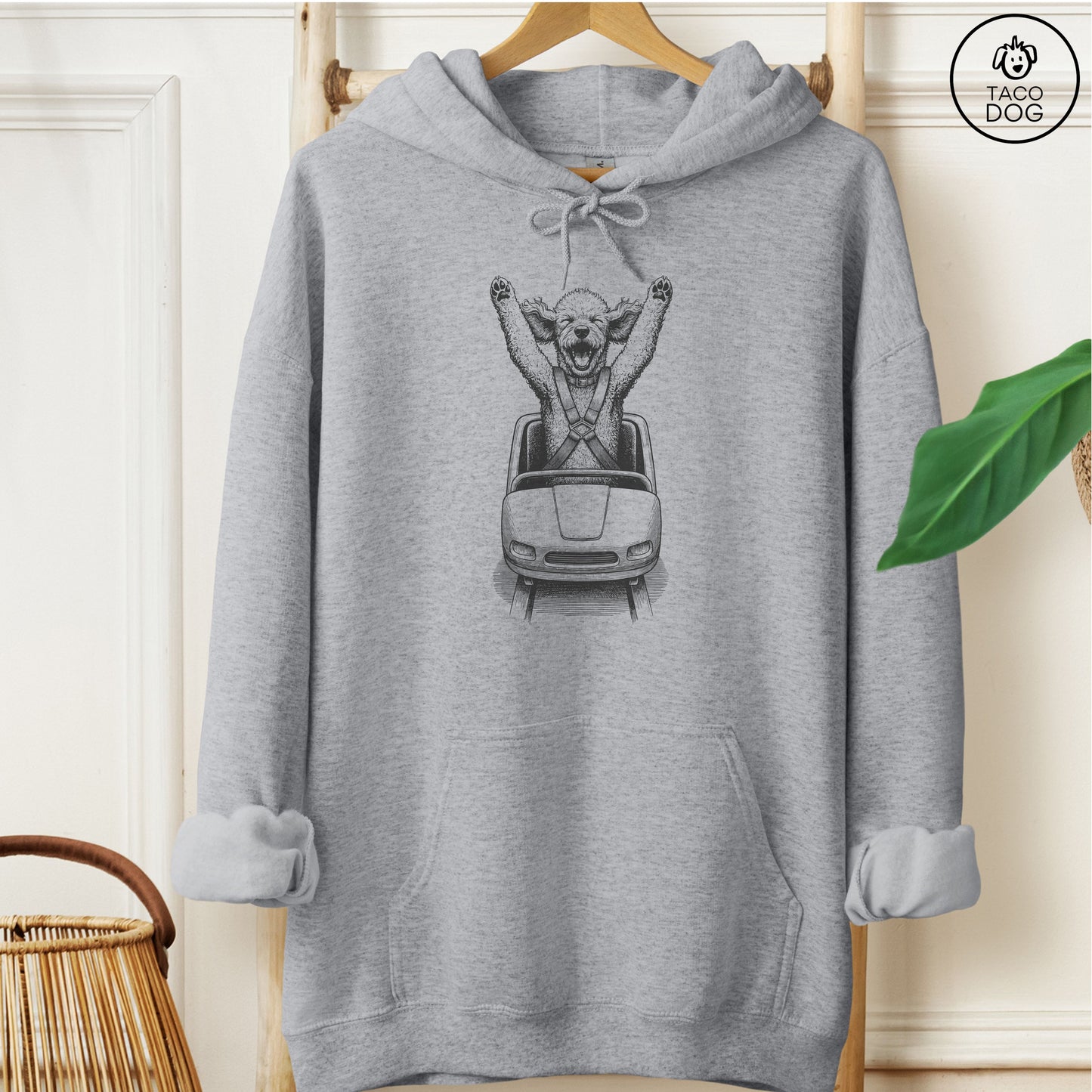 Poodle Roller Coaster Hoodie Graphite Heather Taco-Dog