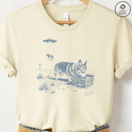 Corgi Roswell T-Shirt Natural Taco-Dog