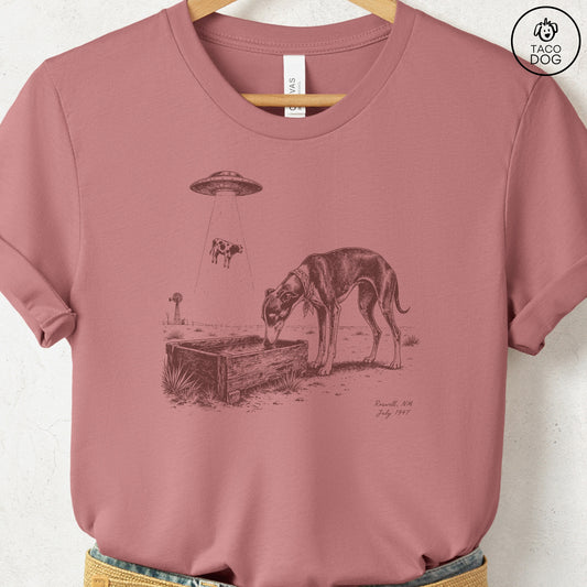 Italian Greyhound Whippet Roswell T-Shirt Heather Mauve Taco-Dog