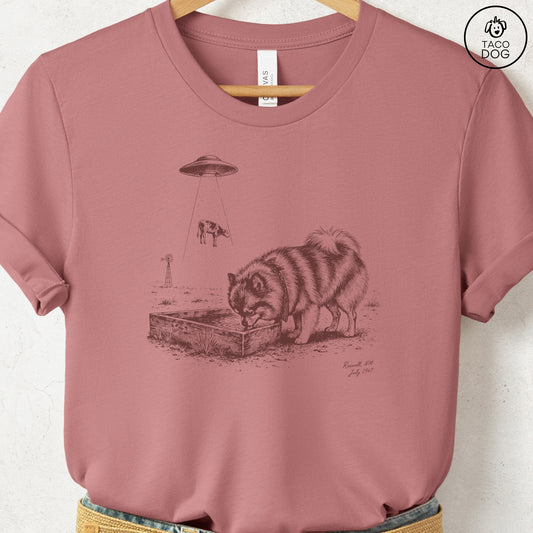 Pomeranian Roswell T-Shirt Heather Mauve Taco-Dog
