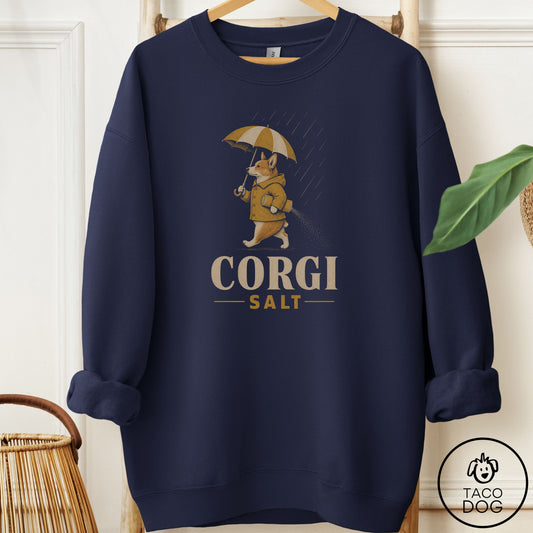 Corgi Salt Sweatshirt Navy Taco-Dog