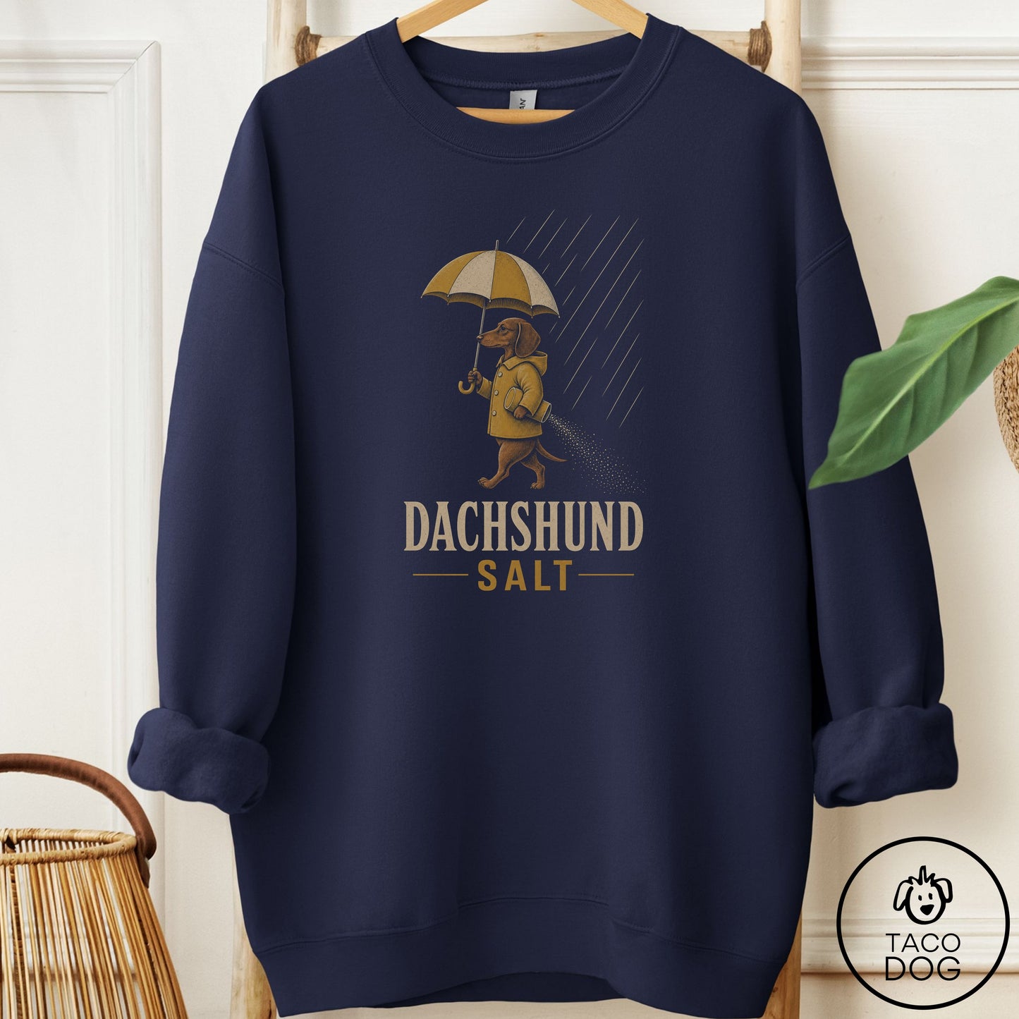 Dachshund Salt Sweatshirt Navy Taco-Dog