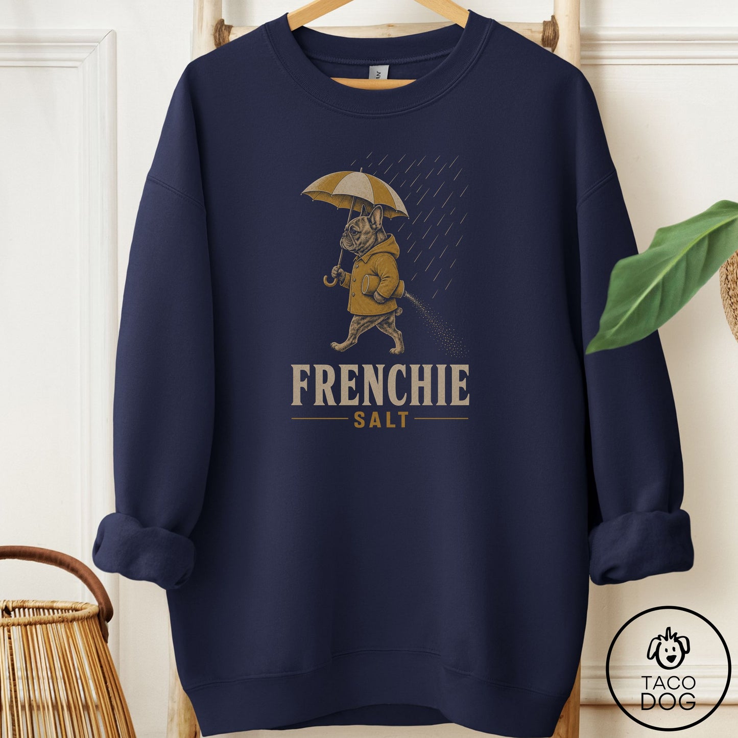French Bulldog Frenchie Salt Sweatshirt Navy Taco-Dog