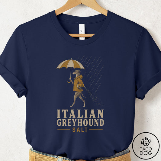 Italian Greyhound Whippet Salt T-Shirt Navy Taco-Dog