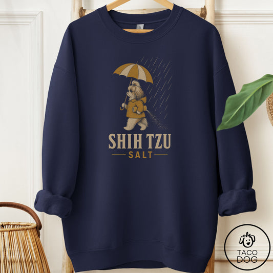 Shih Tzu Salt Sweatshirt Navy Taco-Dog