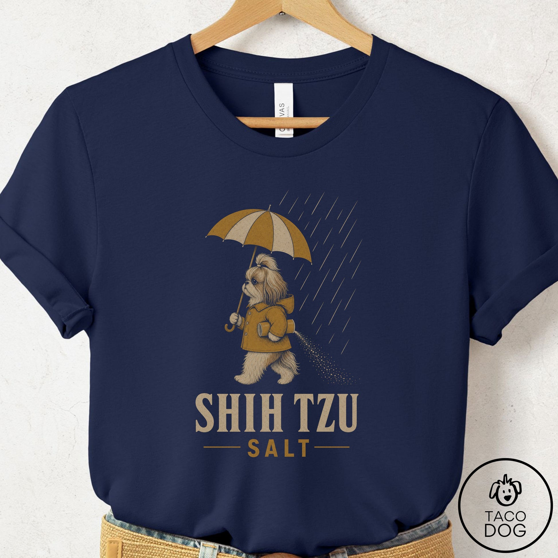Shih Tzu Salt T-Shirt Navy Taco-Dog