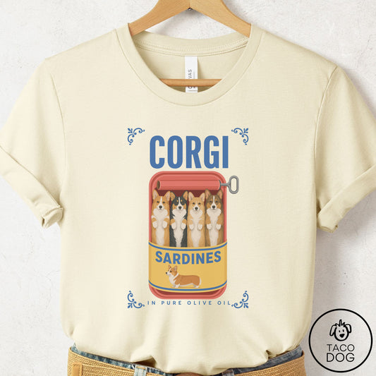 Corgi Sardines T-Shirt Natural Taco-Dog
