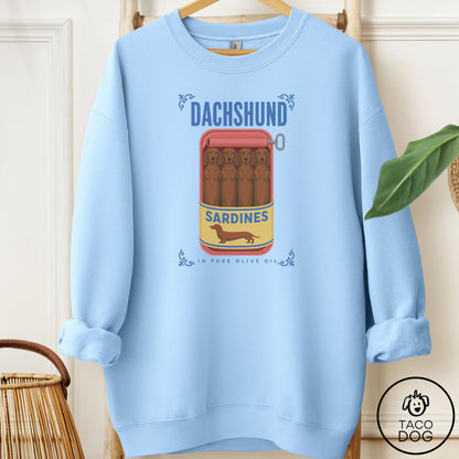 Dachshund Sardines Sweatshirt Light Blue Taco-Dog