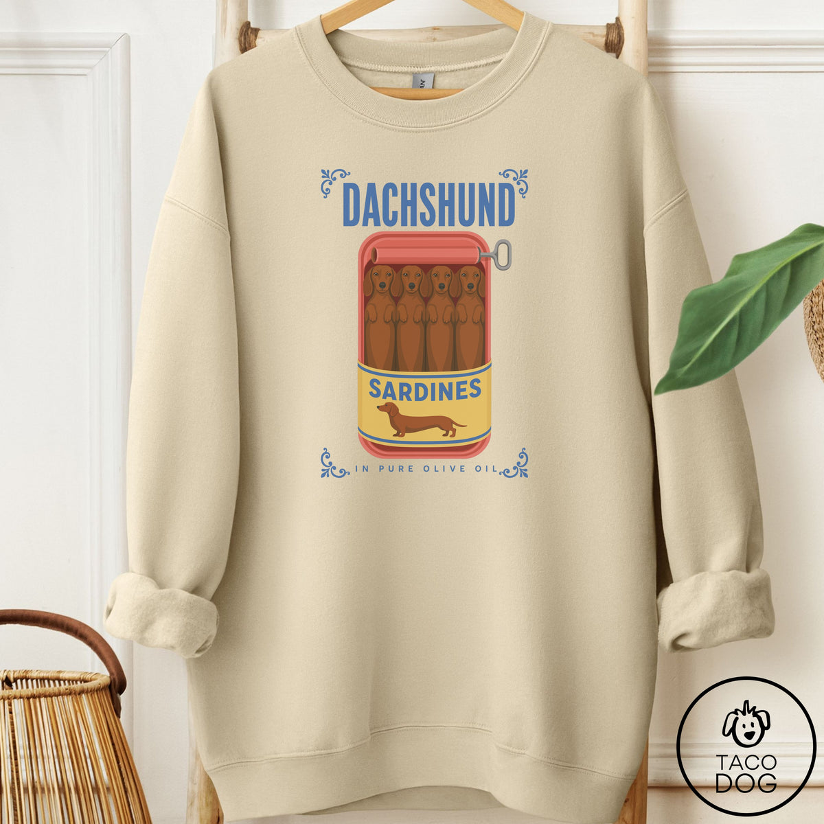 Dachshund Sardines Sweatshirt Sand Taco-Dog