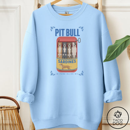 Pitbull Sardines Sweatshirt Light Blue Taco-Dog