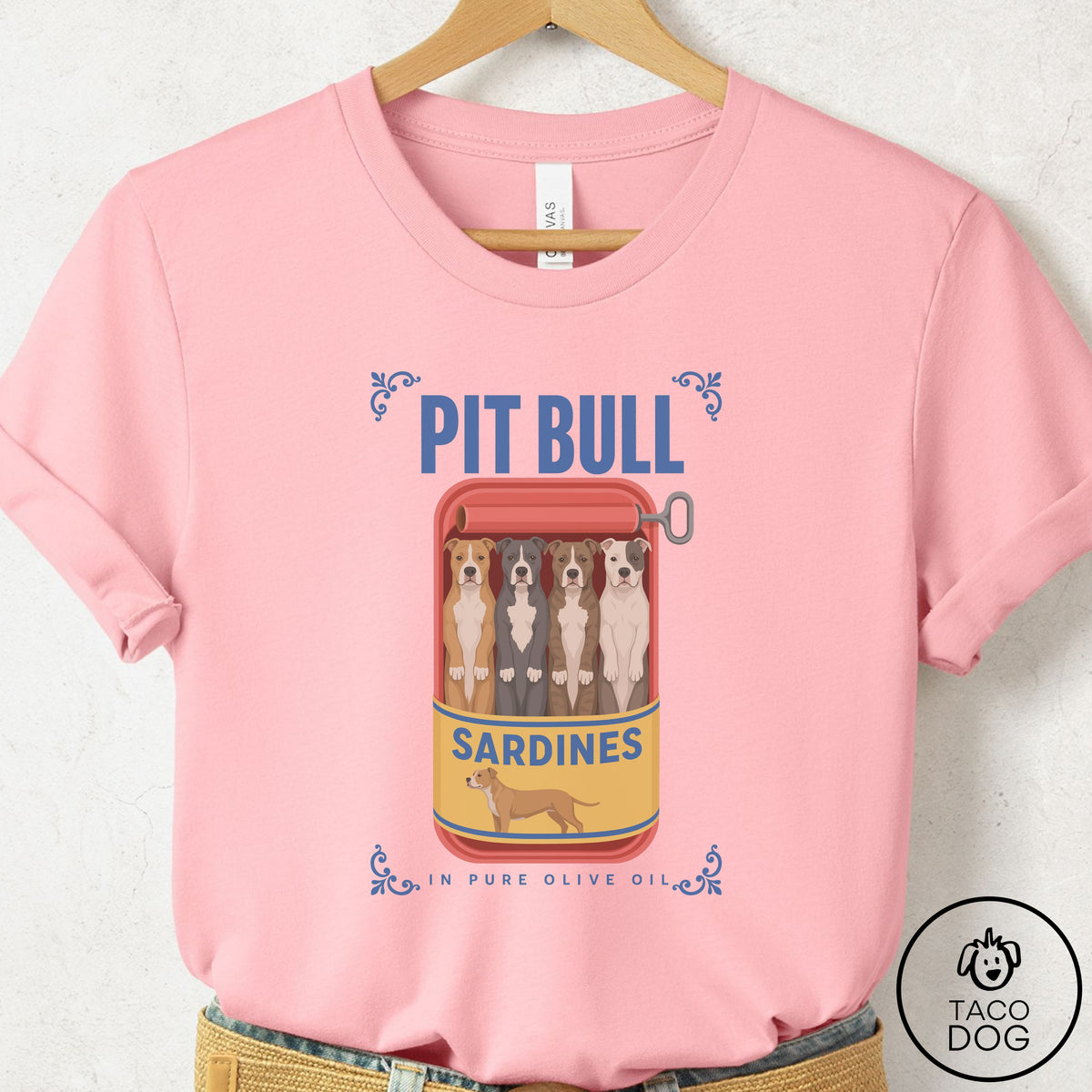 Pitbull Sardines T-Shirt Pink Taco-Dog