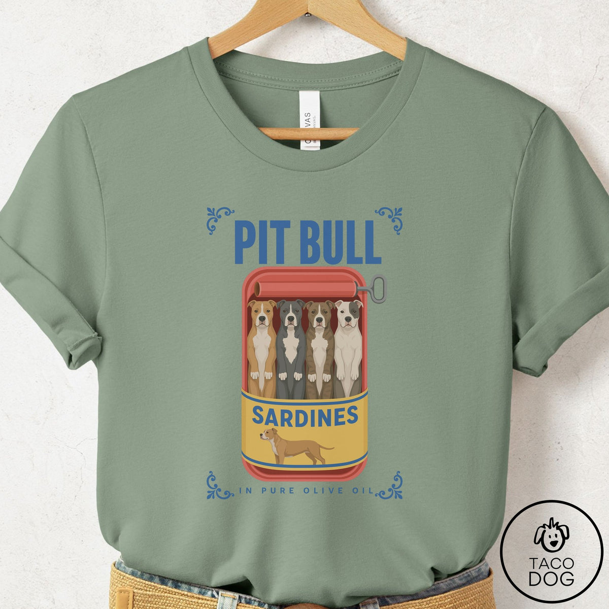 Pitbull Sardines T-Shirt, design close-up