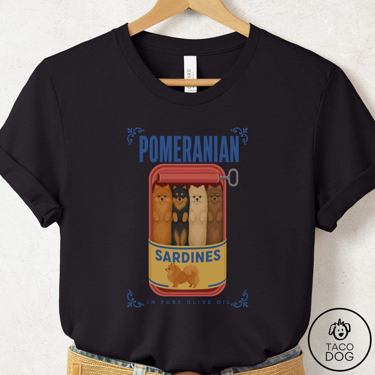 Pomeranian Sardines T-Shirt, design close-up