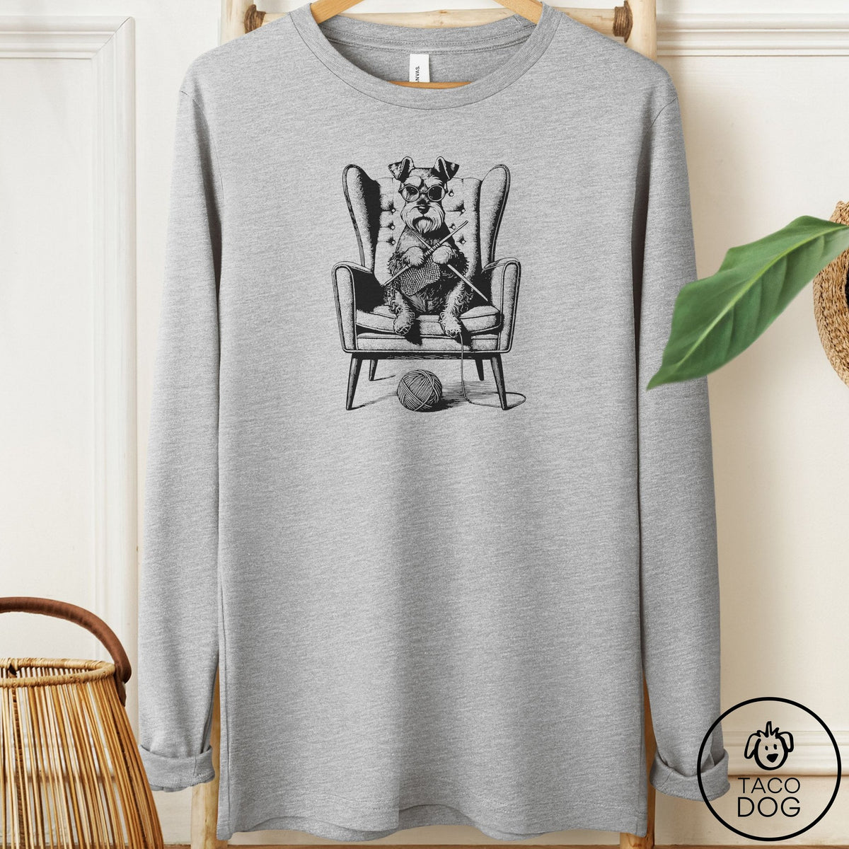 Schnauzer Knitting Long Sleeve Tee