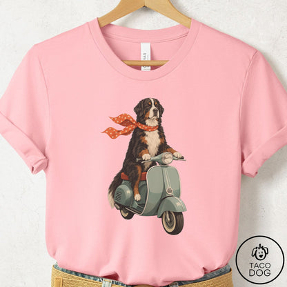 Bernese Mountain Dog Scooter T-Shirt Pink Taco-Dog