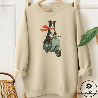 Border Collie Scooter Sweatshirt Sand Taco-Dog