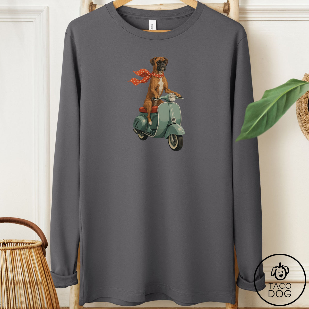 Boxer Scooter Long Sleeve Tee Asphalt Taco-Dog