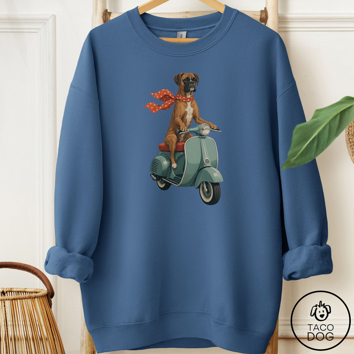 Boxer Scooter Sweatshirt Indigo Blue Taco-Dog
