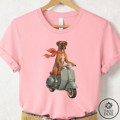 Boxer Scooter T-Shirt Pink Taco-Dog