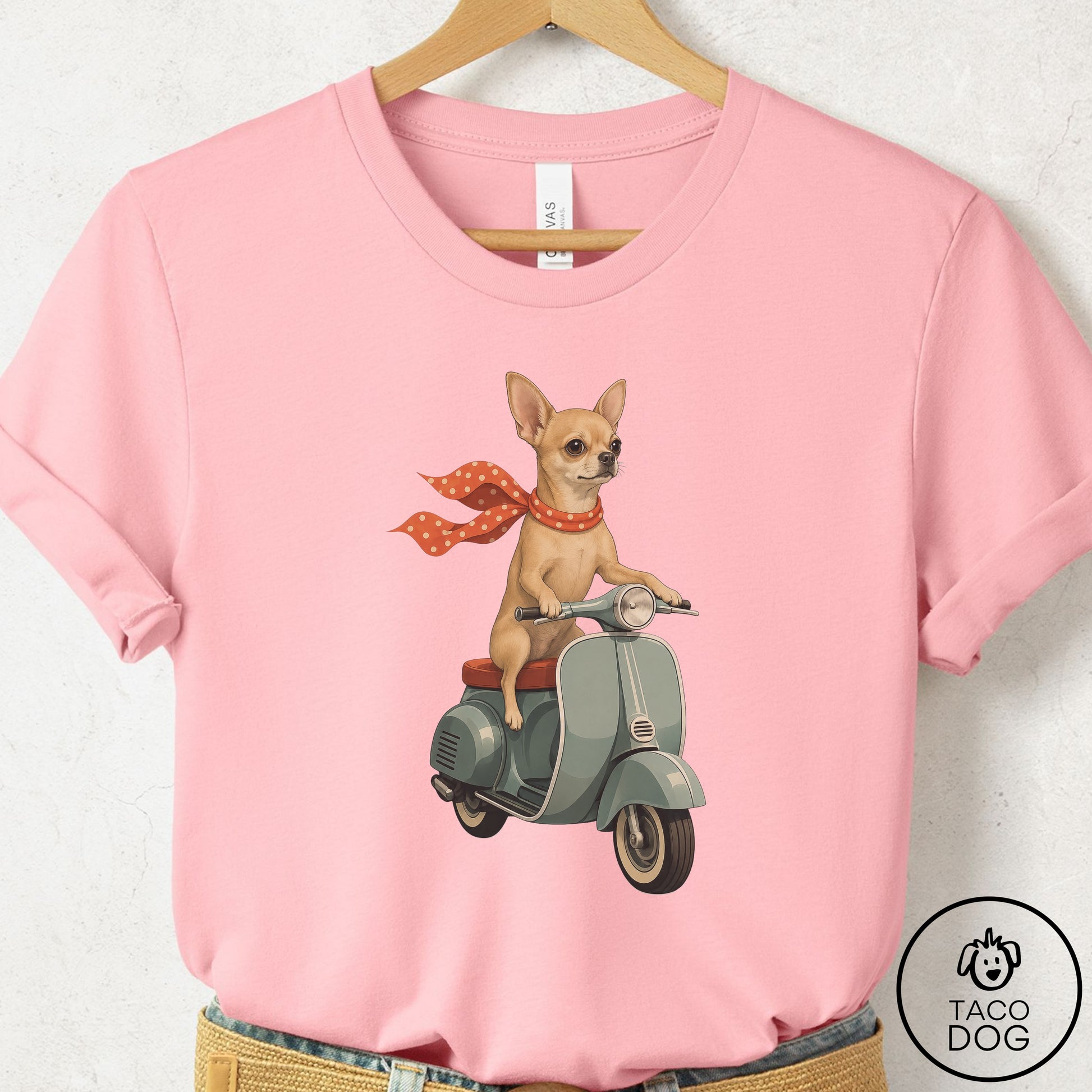 Chihuahua Scooter T-Shirt Pink Taco-Dog
