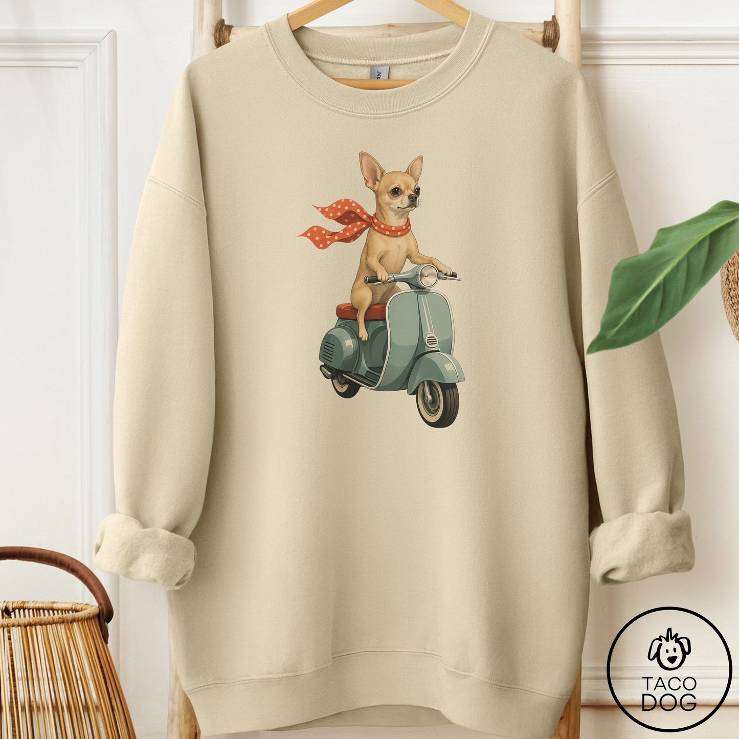 Chihuahua Scooter Sweatshirt Sand Taco-Dog