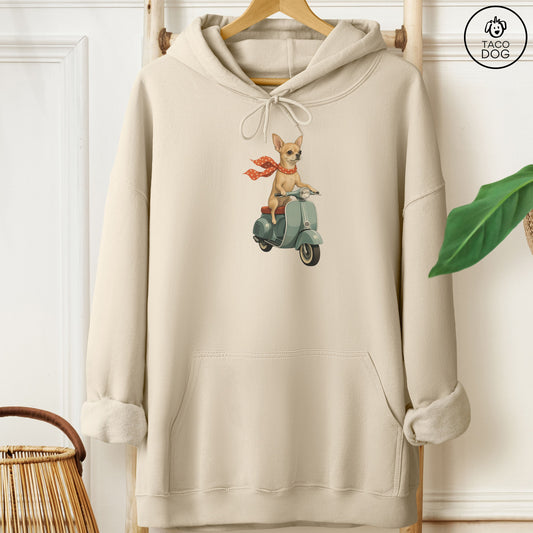 Chihuahua Scooter Hoodie Sand Taco-Dog
