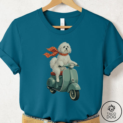 Coton De Tulear Scooter T-Shirt Deep Teal Taco-Dog