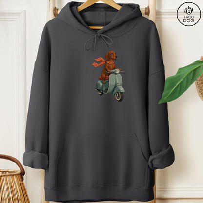 Dachshund Scooter Hoodie Charcoal Taco-Dog