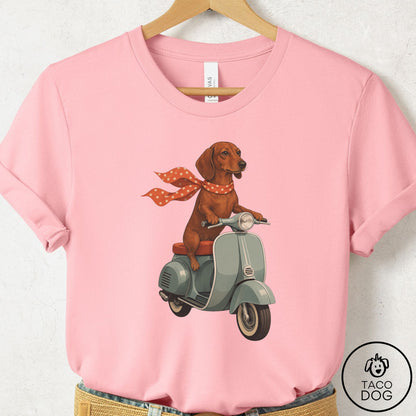 Dachshund Scooter T-Shirt Pink Taco-Dog