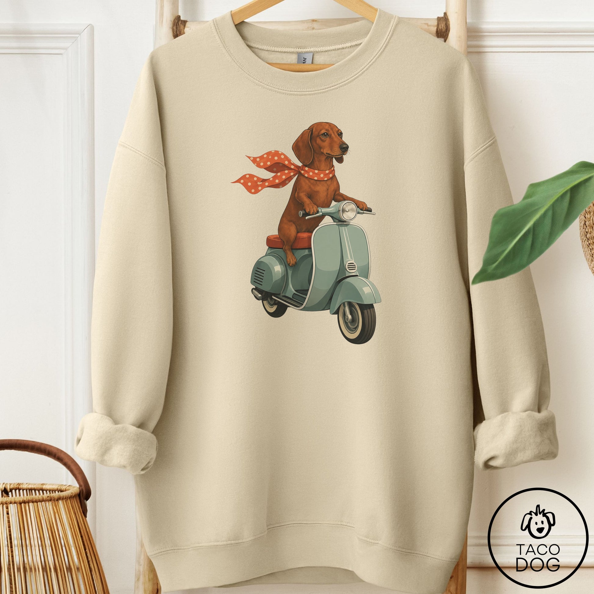 Dachshund Scooter Sweatshirt Sand Taco-Dog